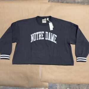 Tailgate Notre Dame Fighting Irish Cropped Sweatshirt Navy Blue XL NWT‎